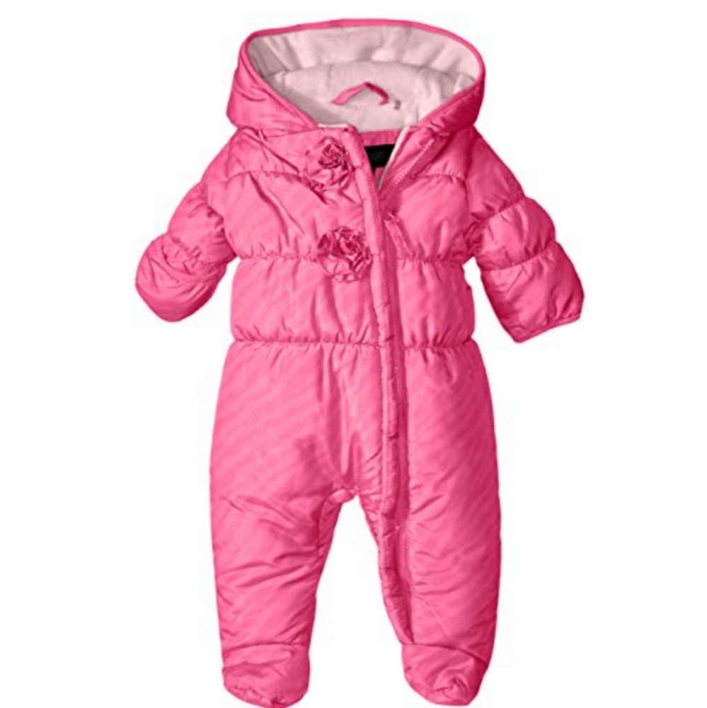 Steve Madden Hot Pink Quilted Hooded Puffer Snowsuit